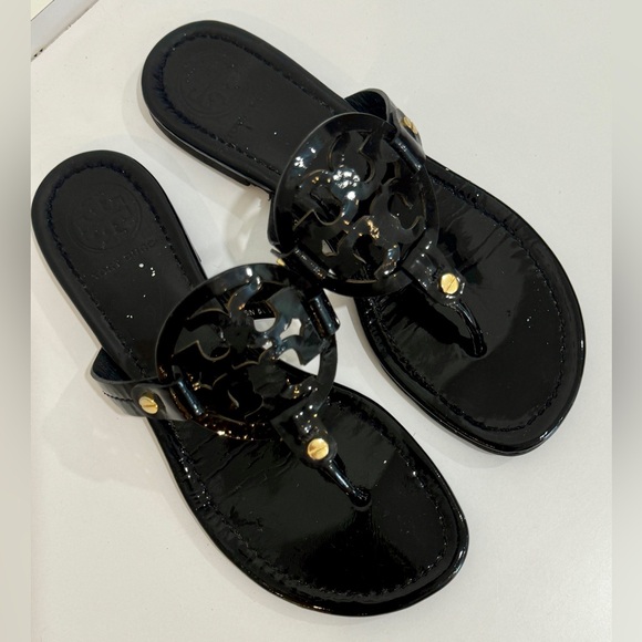 Tory Burch Black Patent Miller Sandals - Picture 1 of 7